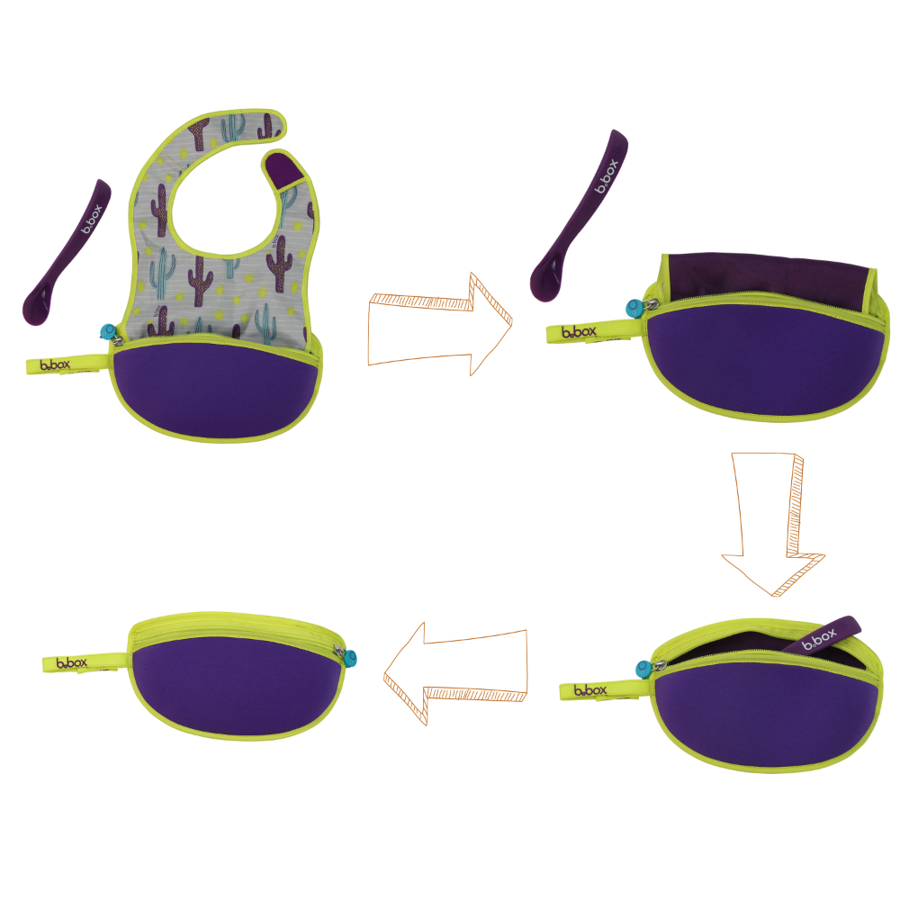 B.Box Travel Bib & Flexible Soft Bite Spoon Set