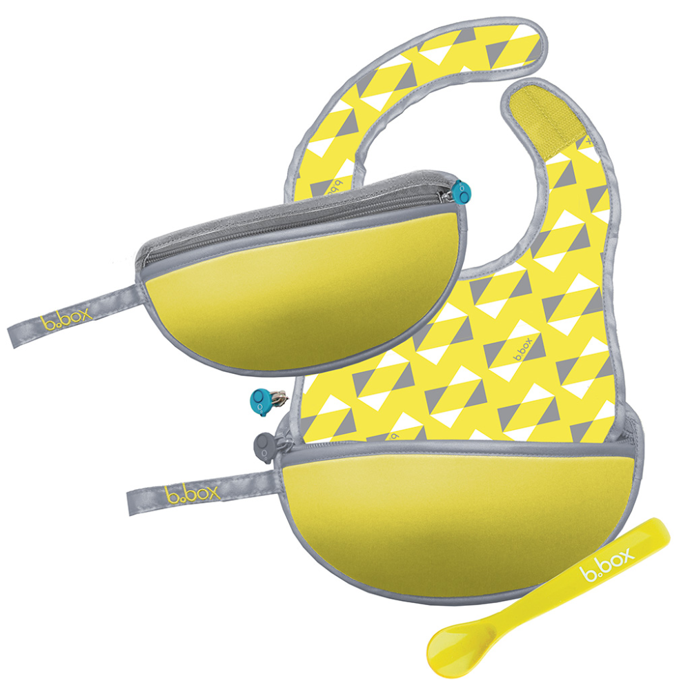 B.Box Travel Bib & Flexible Soft Bite Spoon Set