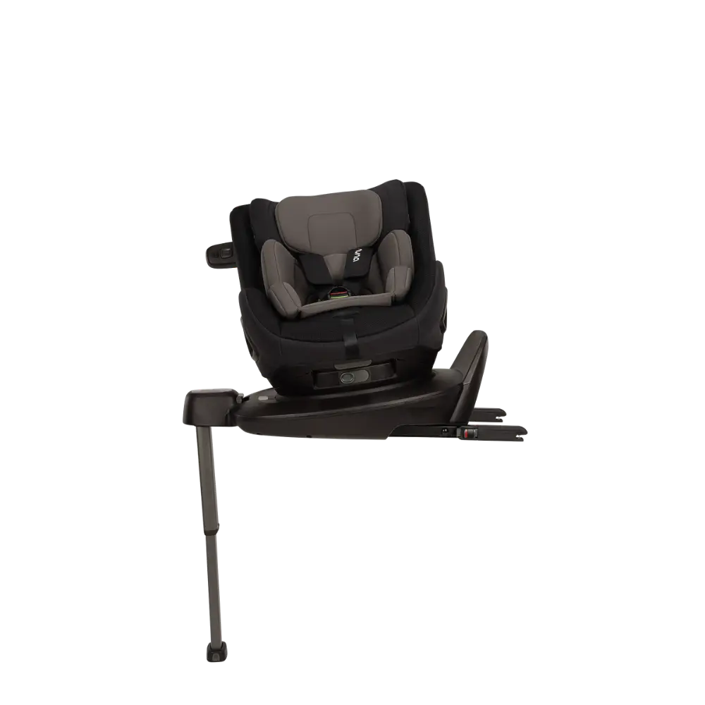 Nuna PRUU Aire Infant Car Seat|Convertible (Forward & Rear Facing)|360 Degrees Rotation with Base|Retractabe Sun Canopy|Moisture Absorbing Airy Mesh|5 Positions Recline In Both Mode|For 0 to 4Y|Upto 19 Kg - Caviar