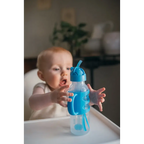 Dr. Brown's 8 oz/250 mL Narrow Sippy Straw Bottles w/ Silicone Handles, Gray & Blue, 2-Pack