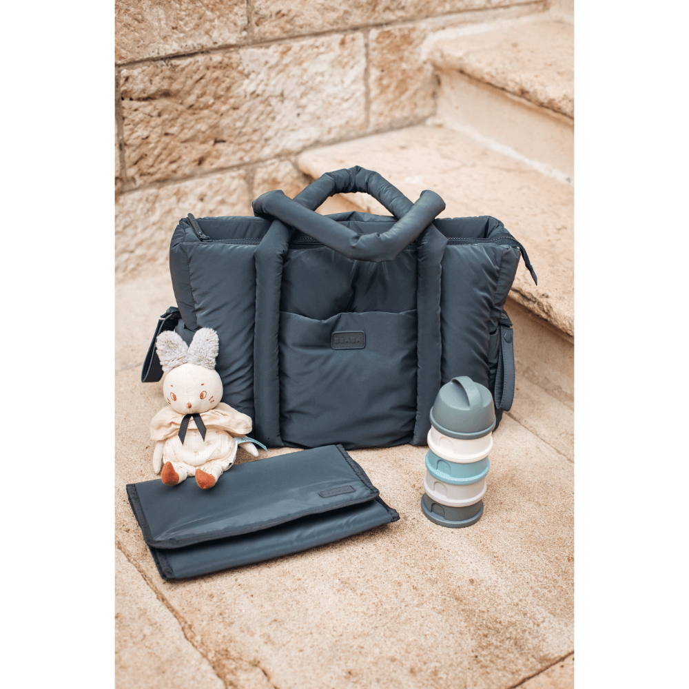Beaba Paris Puffer Baby Diaper Bag – Multifunctional Travel baby Bag with Large Capacity, Multi-Pocket Organizer with Changing Pad, Insulated Bottle Pouch & Stroller Clips – Ideal for Moms & Dads On the Go