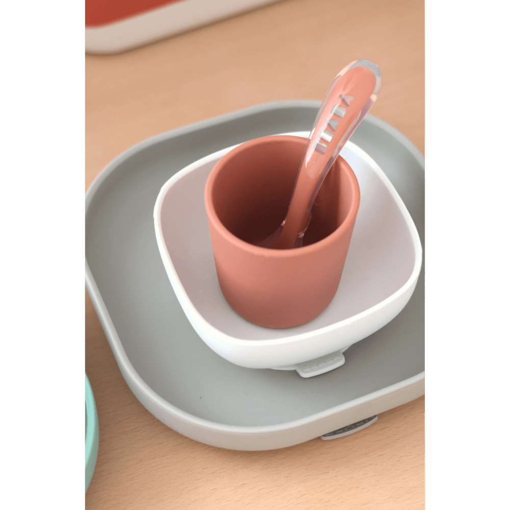 Beaba Silicone 4 Piece Baby Meal Set – Suction Plate, Suction Bowl, Anti-Slip Cup & 2nd Stage Spoon, Non-Slip, Unbreakable, Easy to Clean, BPA-Free Baby Feeding Set for Mess-Free Mealtime Essentials, 4M+
