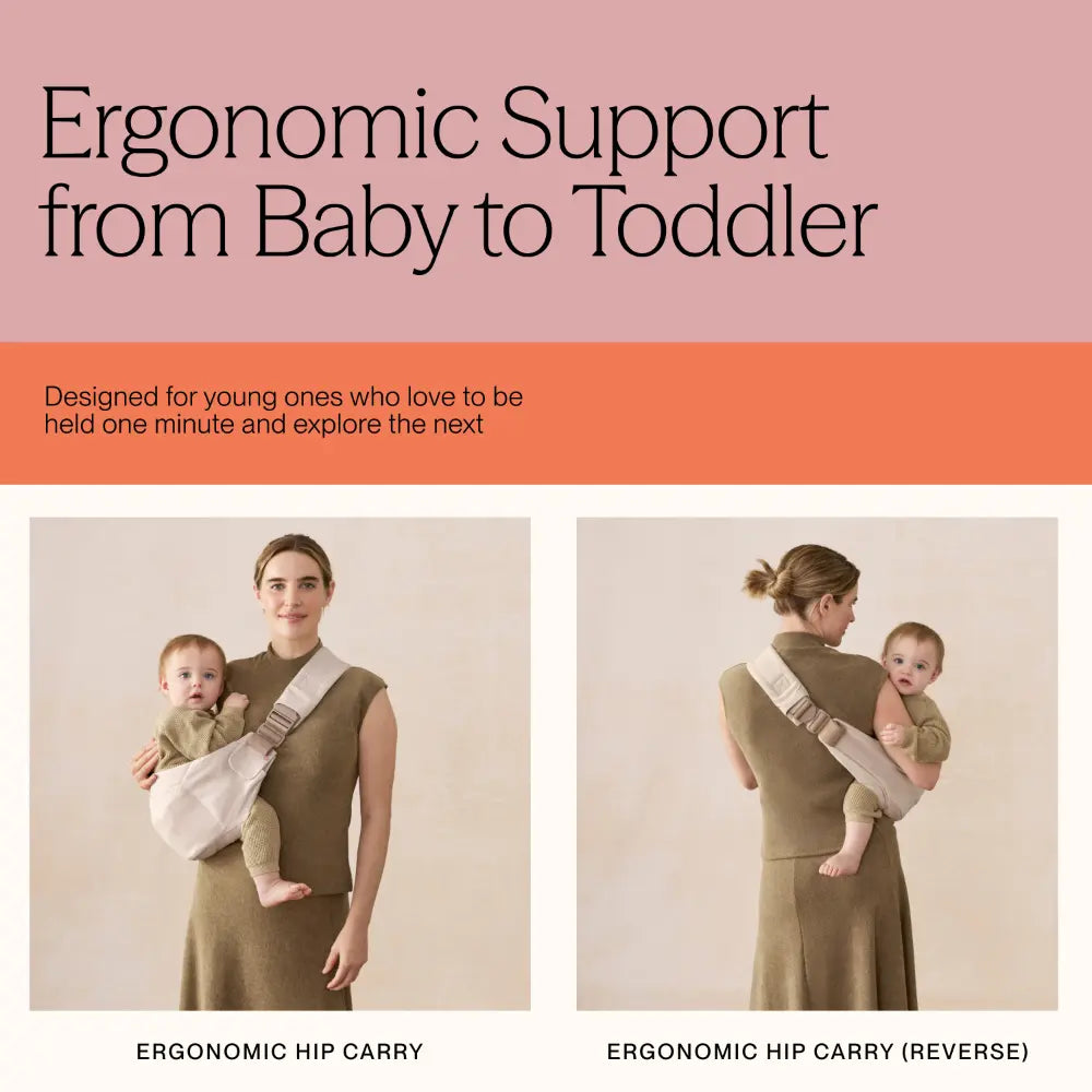 Ergobaby Upsie Sling Baby Carrier, Soft & Ergonomic Carrier with Cushioned Adjustable Shoulder Strap, Bucket Seat, Front Pocket, 100% Breathable Cotton, Perfect for Travel & Everyday Use, 6M - 4Years