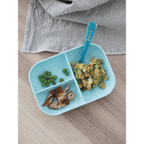 Beaba Silicone 2 Piece Meal Set – Suction Divided Plate & 2nd Stage Silicone Spoon, Non-Slip, Unbreakable, Easy to Clean, BPA-Free Baby Feeding Set for Mess-Free Mealtime Essentials, 4M+