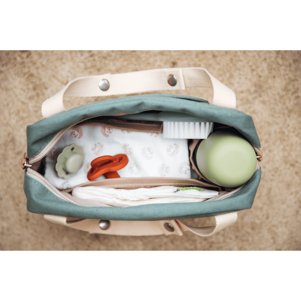 Beaba Mini Paris Baby Diaper Bag – Multifunctional Travel Baby Bag with 5L Capacity, Multi-Pocket Organizer with Stroller Clips, 100% Cotton, Ideal for Moms & Dads