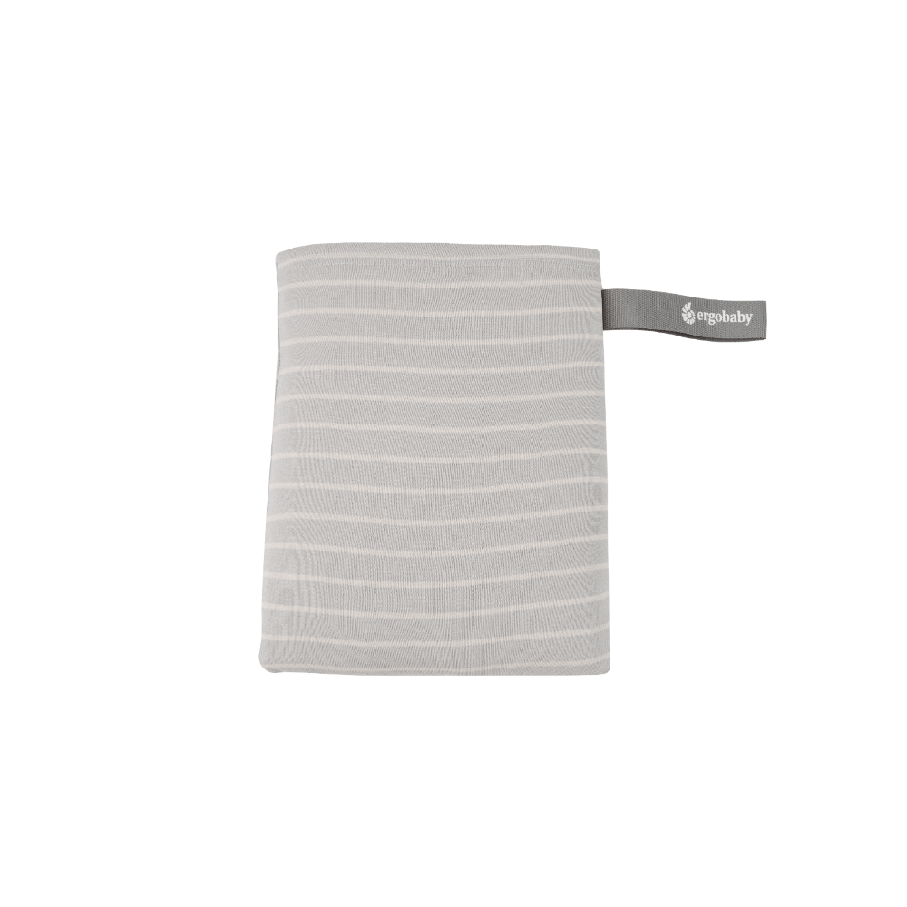 Ergobaby Aura Baby Wrap Carrier – Soft & Breathable Sling for Newborns, Lightweight Elastic Fabric for Womb-Like Comfort, Easy to Tie with Guiding Edge, Compact with Built-in Pouch, Ergonomic & Hip-Healthy, Birth - 12 Months, Grey Stripes