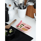 Beaba Silicone 2 Piece Meal Set – Suction Divided Plate & 2nd Stage Silicone Spoon, Non-Slip, Unbreakable, Easy to Clean, BPA-Free Baby Feeding Set for Mess-Free Mealtime Essentials, 4M+