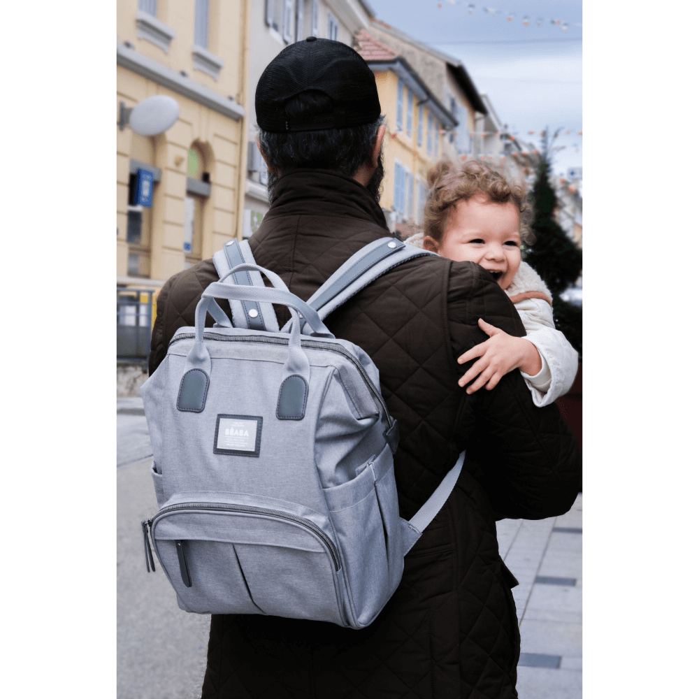 Beaba Wellington Diaper Bag – Stylish Backpack for Moms & Dads – Large Capacity Baby Bag with Changing Mat, Insulated Bottle Holder, Multiple Pockets, Durable, Water-Resistant – Travel & Everyday Use