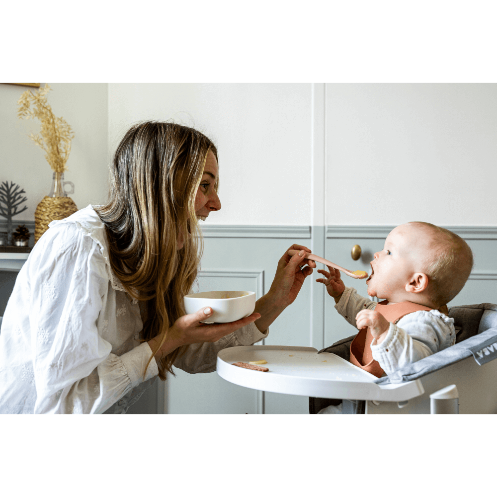 Beaba 1st Stage Soft Silicone Spoon - Set of 2, Baby Led Weaning Self Feeding Training Spoon with Ultra Soft Tip, Gum Friendly, Ergonomic Handles, Easy to clean, BPA Free, 4m+