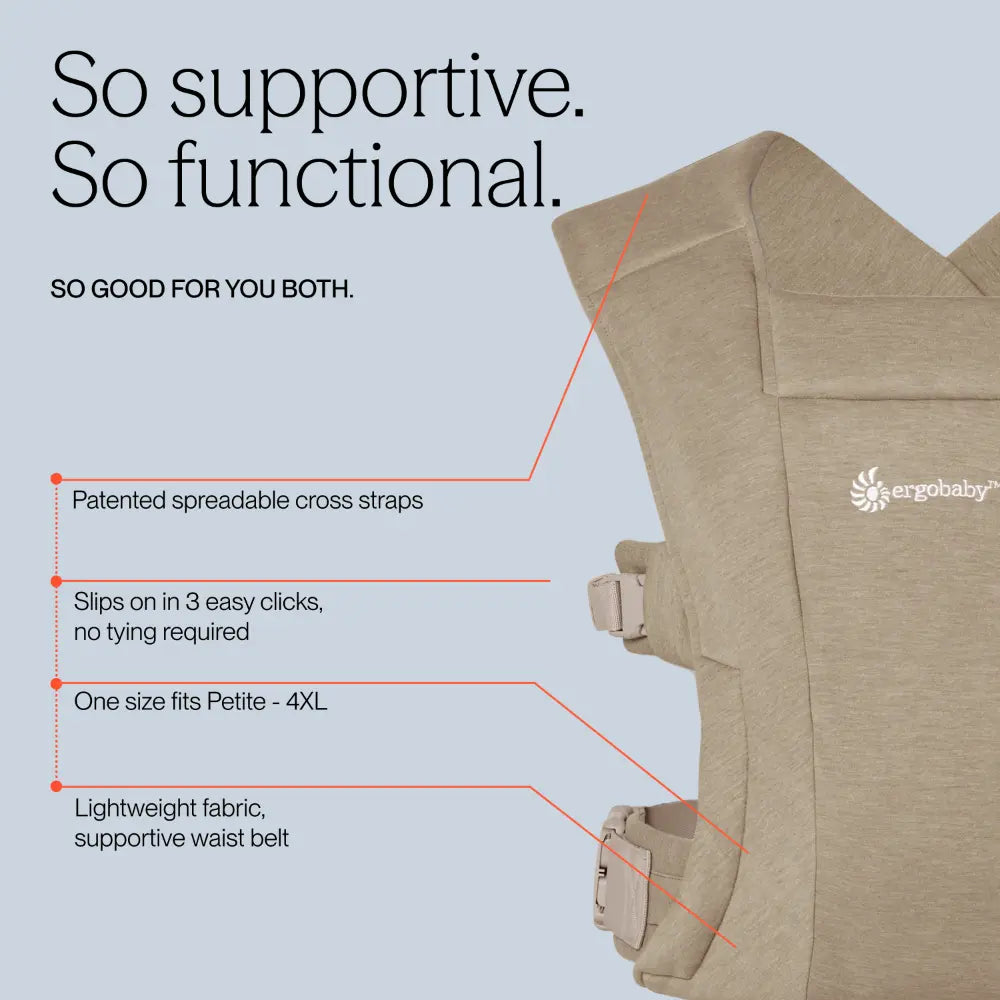 Ergobaby Embrace Newborn Baby Carrier, Soft, Cosy & Lightweight Newborn Ready Carrier, Ergonomic “M” Position, Padded Head & Neck Support, Adjustable Waistbelt & Cross Straps, 2 Carry Positions, Easy to Use, 3-11 Kgs, 0-12 Months, Soft olive
