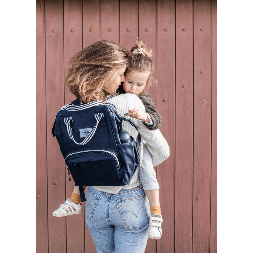 Beaba Wellington Diaper Bag – Stylish Backpack for Moms & Dads – Large Capacity Baby Bag with Changing Mat, Insulated Bottle Holder, Multiple Pockets, Durable, Water-Resistant – Travel & Everyday Use