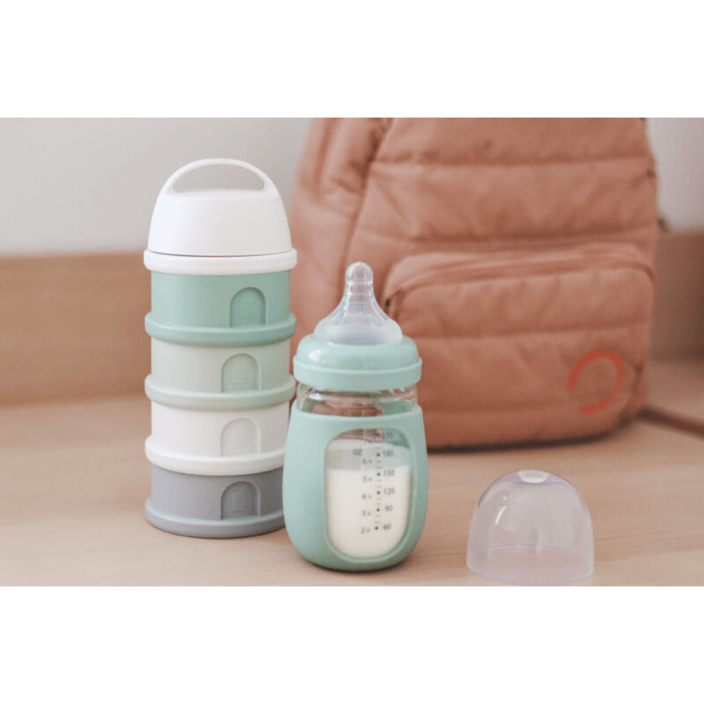 Beaba Stacked Formula Container - Airtight Multifunctional Storage Container for Storing Milk Powder and Baby Food, 4 Interchangeable Compartments, Microwave Safe, Travel Friendly