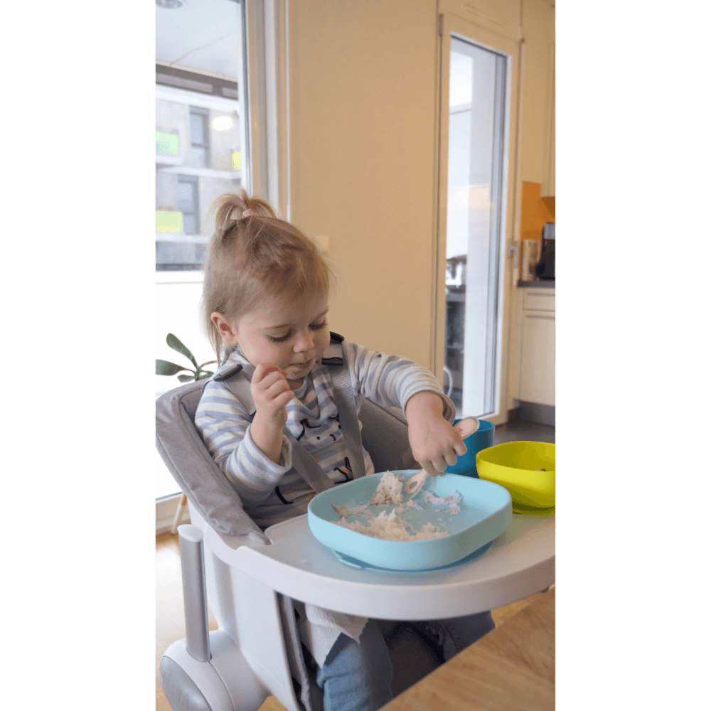 Beaba Silicone 4 Piece Baby Meal Set – Suction Plate, Suction Bowl, Anti-Slip Cup & 2nd Stage Spoon, Non-Slip, Unbreakable, Easy to Clean, BPA-Free Baby Feeding Set for Mess-Free Mealtime Essentials, 4M+
