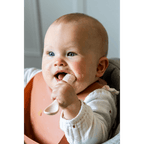 Beaba 1st Stage Soft Silicone Spoon - Set of 2, Baby Led Weaning Self Feeding Training Spoon with Ultra Soft Tip, Gum Friendly, Ergonomic Handles, Easy to clean, BPA Free, 4m+