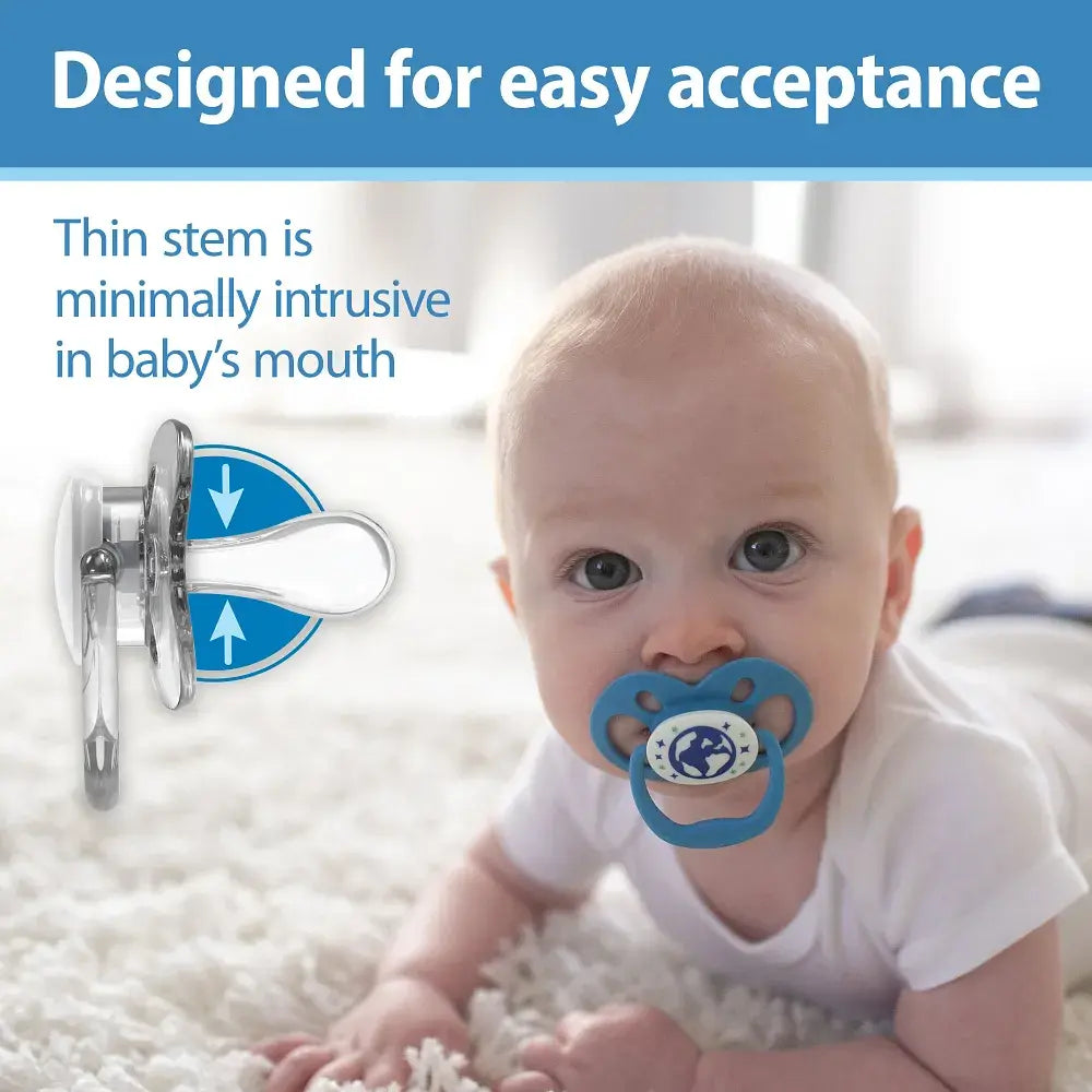 Dr. Brown's Advantage Pacifier, Stage 2, Glow in the Dark, Blue Nature, 2-Pack (PA22004-P4.R1)