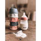 Beaba Stacked Formula Container - Airtight Multifunctional Storage Container for Storing Milk Powder and Baby Food, 4 Interchangeable Compartments, Microwave Safe, Travel Friendly