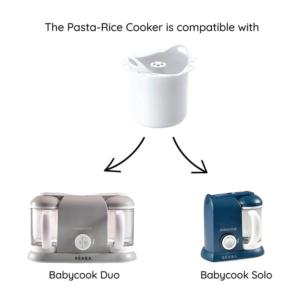 Beaba Pasta & Rice Cooker Attachment for Starchy Baby Food like Dal, Rice, Pasta for Babycook Solo, 350g Capacity, White