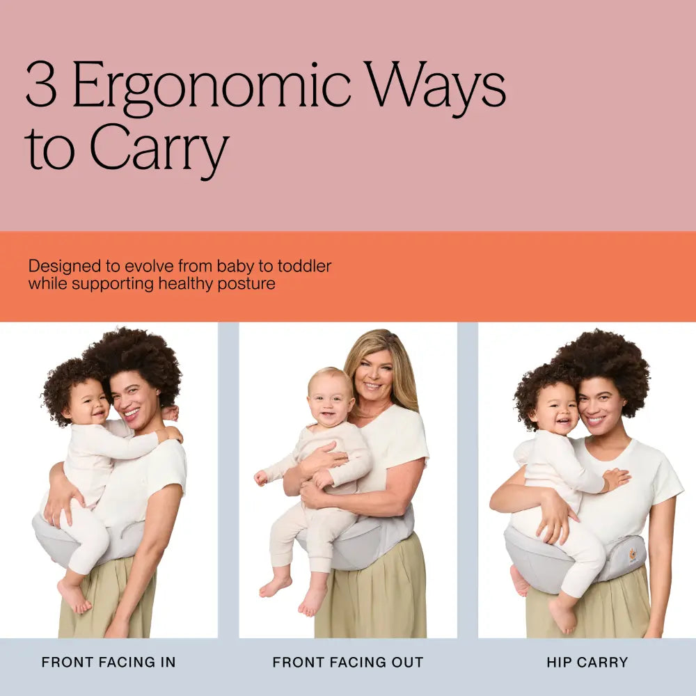 Ergobaby Ergonomic Lift Hip Baby Carrier, 3 Carry Position, Hip Seat with 2 Storage Pockets, Comfortable, Wide Well-Padded Waist Belt and Lumbar Back Support, 7-20 kgs, 6 Months+, Natural Beige