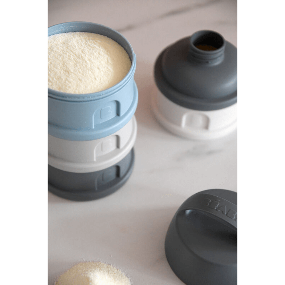 Beaba Stacked Formula Container - Airtight Multifunctional Storage Container for Storing Milk Powder and Baby Food, 4 Interchangeable Compartments, Microwave Safe, Travel Friendly