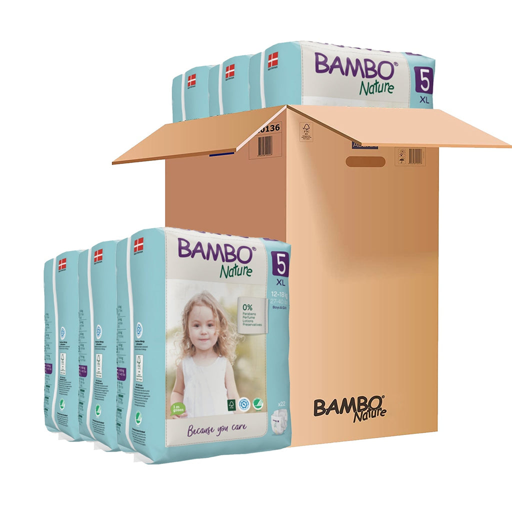 Bambo Nature Monthly Box - Premium Baby Tape Diapers for Babies, Super Absorbent, Breathable, Extra Soft, Dermatologically Tested, Hypoallergenic Infant Nappies With Wetness Indicator