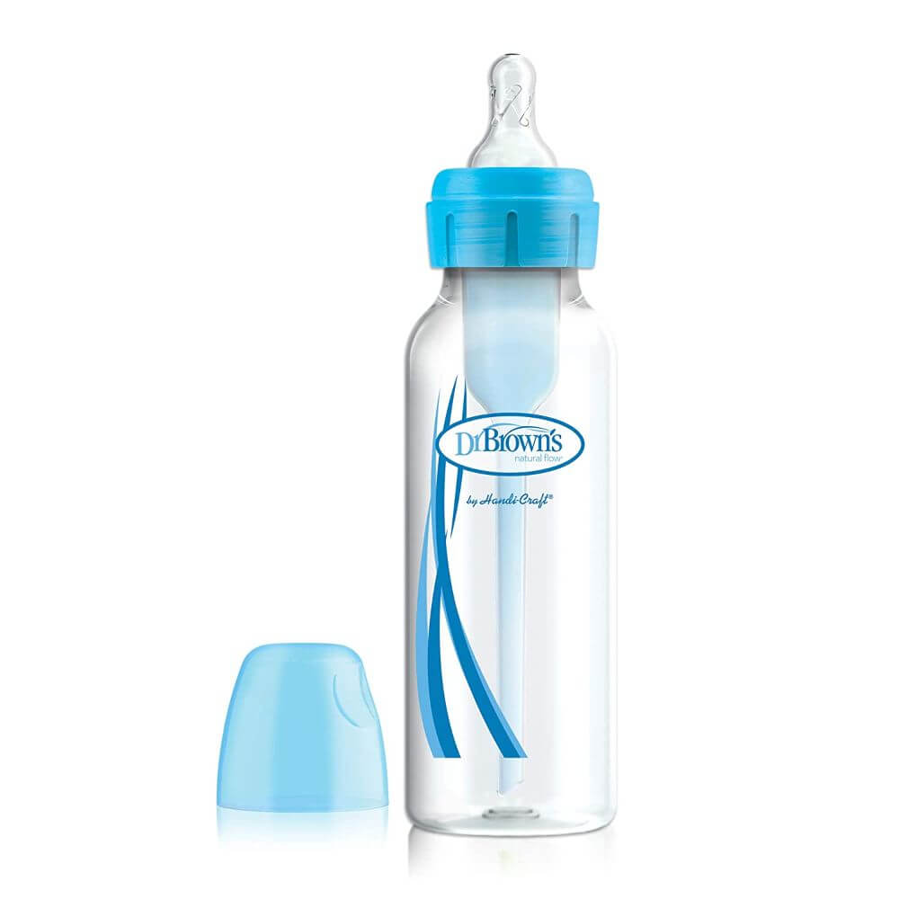 Dr. Brown’s Natural Flow® Options+ Standard Neck Baby Bottle – BPA-Free Polypropylene, 250ml, Blue