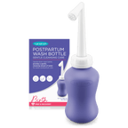 Lansinoh Post-Birth Perineal Wash Bottle - Angled Spout Upside Down Squeeze Bottle, Recovery Intimate Postpartum Care, Travel Wash Pump, Travel Bag Included (360ml)