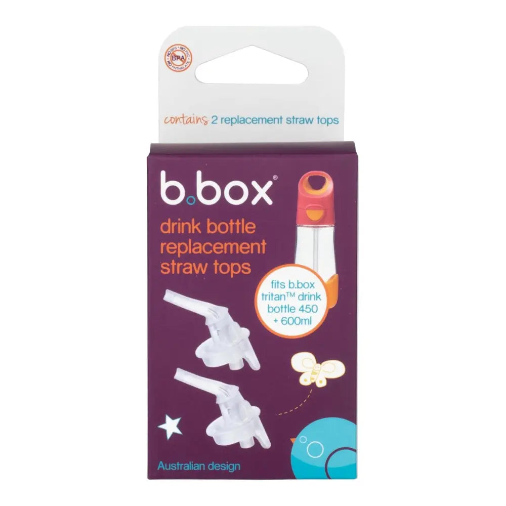 B.Box Tritan™ Drink Bottle Replacement Straw Tops – 2 Pack (450ml & 600ml)