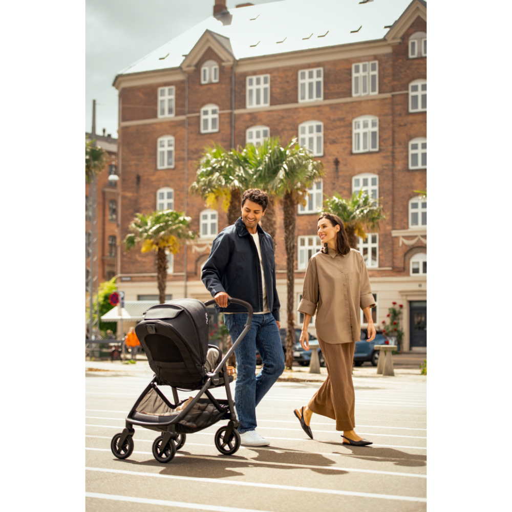 Nuna Swiv Baby Stroller-All Wheel 360 Degree Rotation-3 Positions Adjustable Parent Handle Bar-One Hand Fold-Travel System Compatible-Includes Rain Cover, Travel bag, Post Adaptors-2 Years Warranty-For 0 to 4Y (Upto 22 Kg)-Caviar