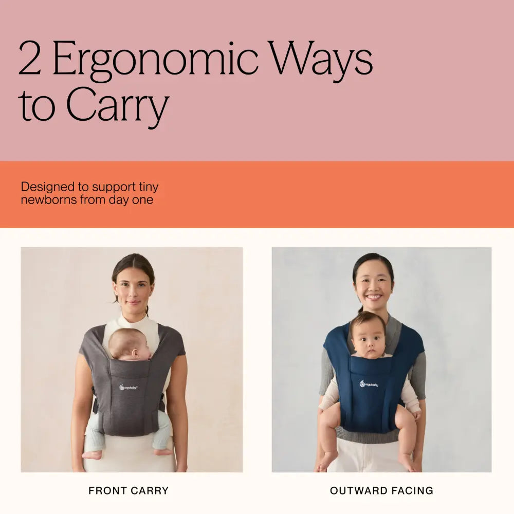 Ergobaby Embrace Newborn Baby Carrier, Soft, Cosy & Lightweight Newborn Ready Carrier, Ergonomic “M” Position, Padded Head & Neck Support, Adjustable Waistbelt & Cross Straps, 2 Carry Positions, Easy to Use, 3-11 Kgs, 0-12 Months, Heather Grey