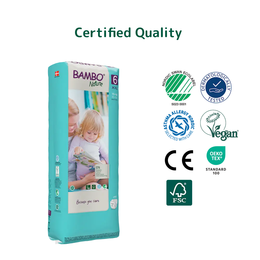 Bambo Nature Premium Baby Tape Diapers for Babies, XXL Size (16+ Kgs), Super Absorbent, Breathable, Extra Soft, Dermatologically Tested, Hypoallergenic Infant Nappies With Wetness Indicator