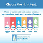 Dr. Brown's Natural Flow Narrow Baby Bottle Silicone Level 1 Nipple, 2-Pack