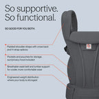 Ergobaby Omni Deluxe Baby Carrier, Lightweight Breathable Soft Mesh, Enhanced Lumbar Support, Adjustable Waistbelt & Cross Straps, Privacy Hood, 4 Carry Positions, 6 Storage Pockets, 3-20Kgs, 0-4 years, Graphite Grey