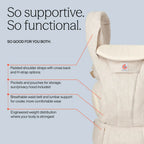Ergobaby Omni Deluxe Baby Carrier, Lightweight Breathable Soft Mesh Fabric, Enhanced Back Lumbar Support, Adjustable Waistbelt & Cross Straps, Privacy Hood, 4 Carry Positions, 6 Storage Pockets, 3-20Kgs, 0 - 4 Years