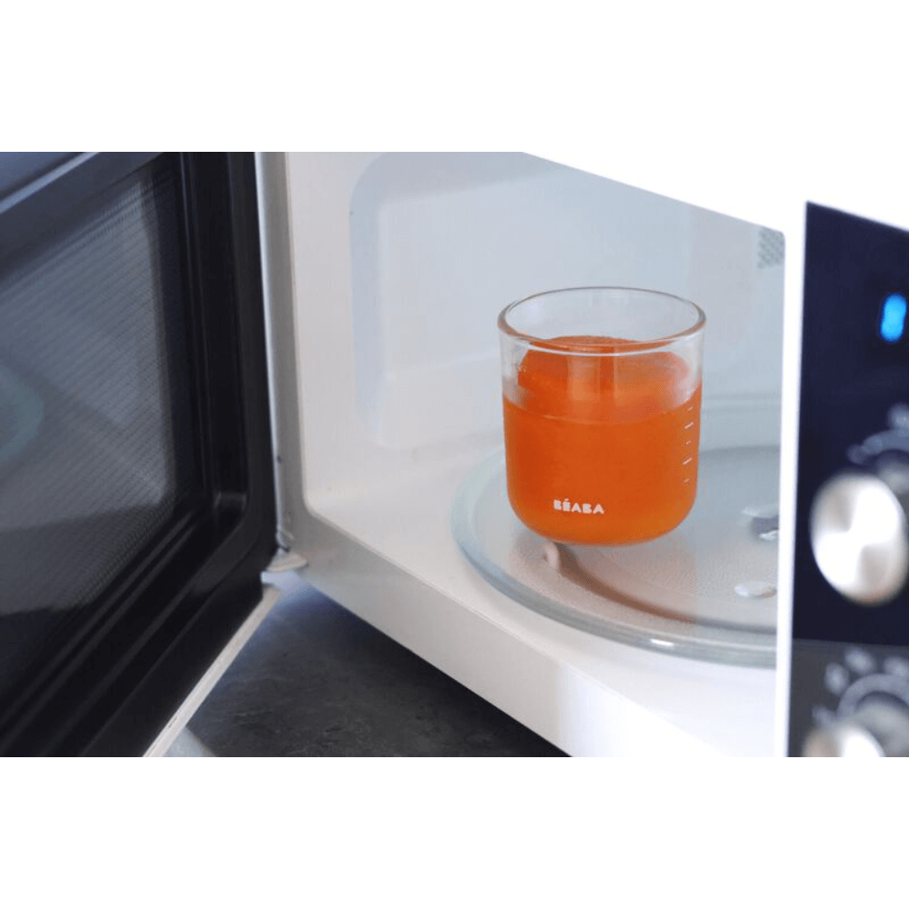 Beaba Glass Storage Container - Ideal Airtight Container for Storing Baby Snacks and Meals with Graduation Measuring Scale, Heat, Freeze, Sterilization, and Microwave Safe, 250ML, Set of 6