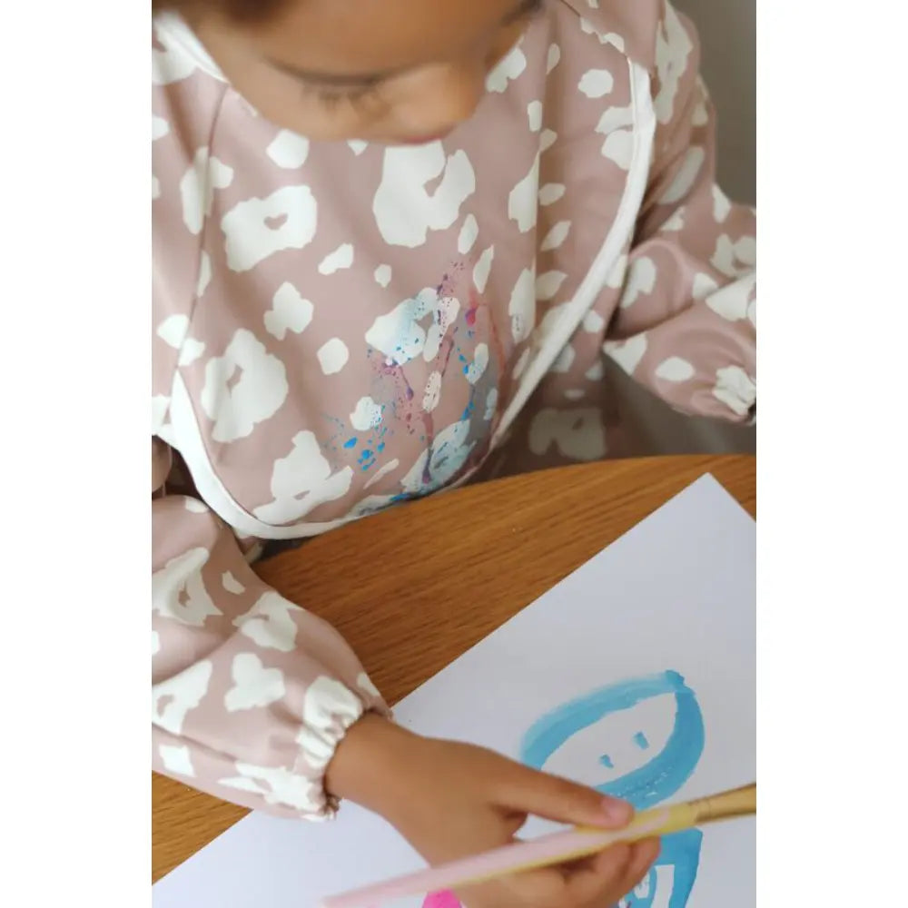 Beaba 2-in-1 Waterproof Bib with Detachable Sleeves, Foldable Food Catcher Pocket, Adjustable Snap Fit & Elastic Cuffs, Soft & Easy-Clean Bib for Feeding & Activities, 4M+