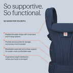 Ergobaby Omni Deluxe Baby Carrier, Lightweight Breathable Soft Mesh, Enhanced Lumbar Support, Adjustable Waistbelt & Cross Straps, Privacy Hood, 4 Carry Positions, 6 Storage Pockets, 3-20Kgs, 0 - 4 Years