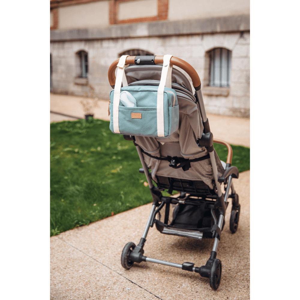Beaba Mini Paris Baby Diaper Bag – Multifunctional Travel Baby Bag with 5L Capacity, Multi-Pocket Organizer with Stroller Clips, 100% Cotton, Ideal for Moms & Dads