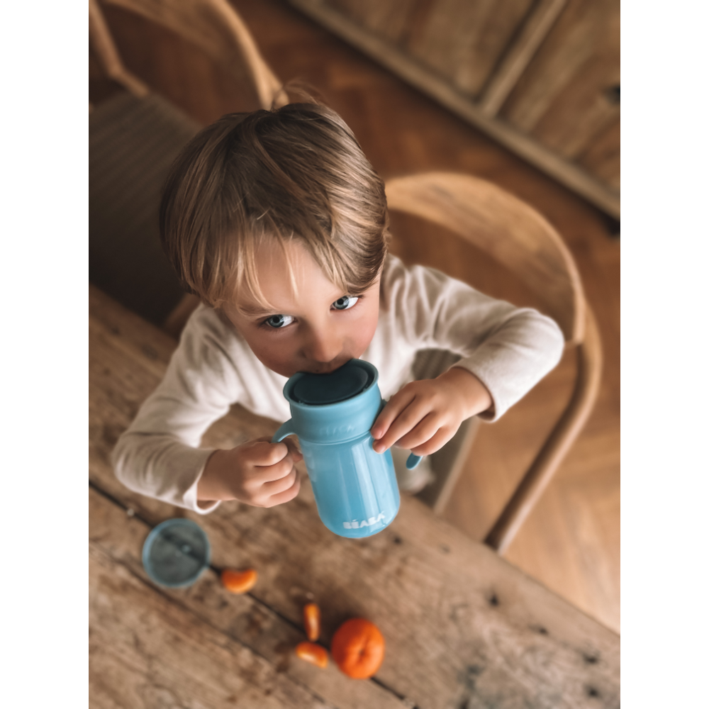 Beaba 360° Baby Learning Cup with Anti-Drip Disc, Patented Anti-Leak System, Dual handle & Spillproof Sippy Cup for Toddlers, Lightweight & Easy Grip Removable Handles, with Hygienic Lid, 340 ml, 12 Months+