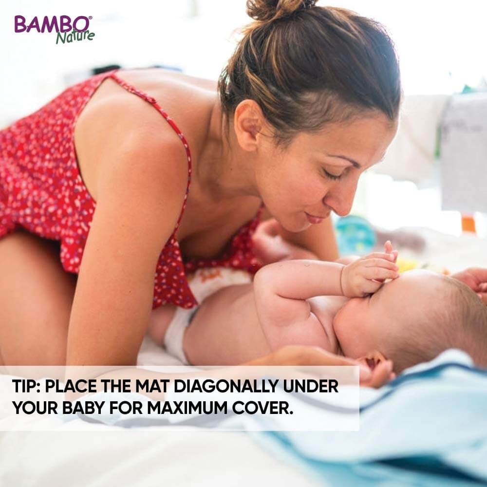 Bambo Nature Premium Baby Disposable Changing Mats, Ultra Soft For Comfort, Ultra Absorbent, Bed Wetting Leakage Protection, Skin Friendly, Dermatologically Approved, Absorbs Up to 1300ml, 60x60cm, Pack of 10