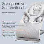 Ergobaby Evolve 3-in-1 Bouncer, Adjustable Multi-Position Baby Bouncer Seat with Newborn Insert, Head to Hip Support, Ergonomic & Lightweight Rocking Chair, Folds Flat for Easy Storage, 2-13 Kgs, 0 - 2 Years
