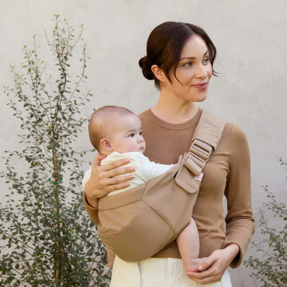 Ergobaby Upsie Sling Baby Carrier, Soft & Ergonomic Carrier with Cushioned Adjustable Shoulder Strap, Bucket Seat, Front Pocket, 100% Breathable Cotton, Perfect for Travel & Everyday Use, 6M - 4Years