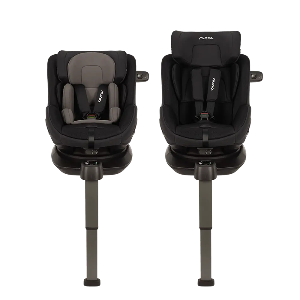 Nuna PRUU Aire Infant Car Seat|Convertible (Forward & Rear Facing)|360 Degrees Rotation with Base|Retractabe Sun Canopy|Moisture Absorbing Airy Mesh|5 Positions Recline In Both Mode|For 0 to 4Y|Upto 19 Kg - Caviar