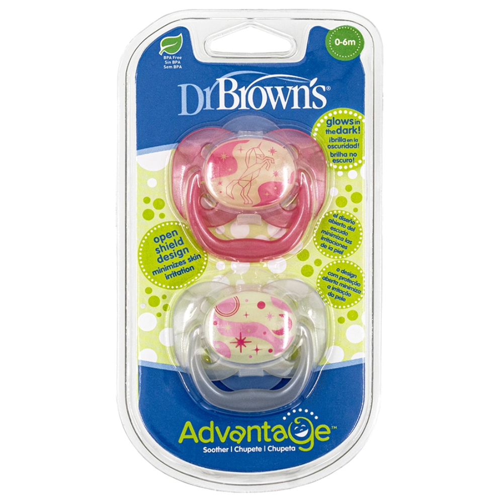 Dr. Brown's Advantage Stage 1 Glow in the Dark Pacifier (Pack of 2)