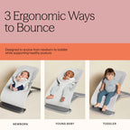 Ergobaby Evolve 3-in-1 Bouncer, Adjustable Multi-Position Baby Bouncer Seat with Newborn Insert, Head to Hip Support, Ergonomic & Lightweight Rocking Chair, Folds Flat for Easy Storage, 2-13 Kgs, 0 - 2 Years