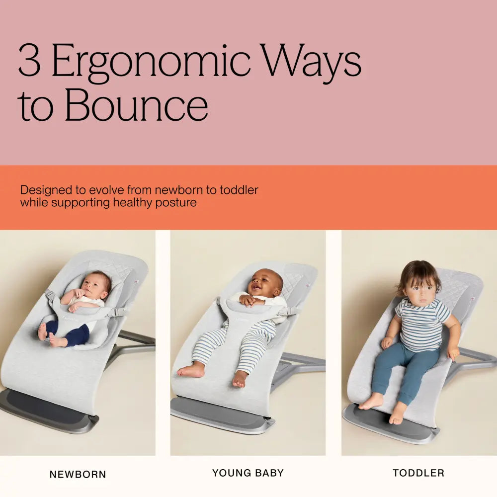 Ergobaby Evolve 3-in-1 Bouncer, Adjustable Multi-Position Baby Bouncer Seat with Newborn Insert, Head to Hip Support, Ergonomic & Lightweight Rocking Chair, Folds Flat for Easy Storage, 2-13 Kgs, 0 - 2 Years