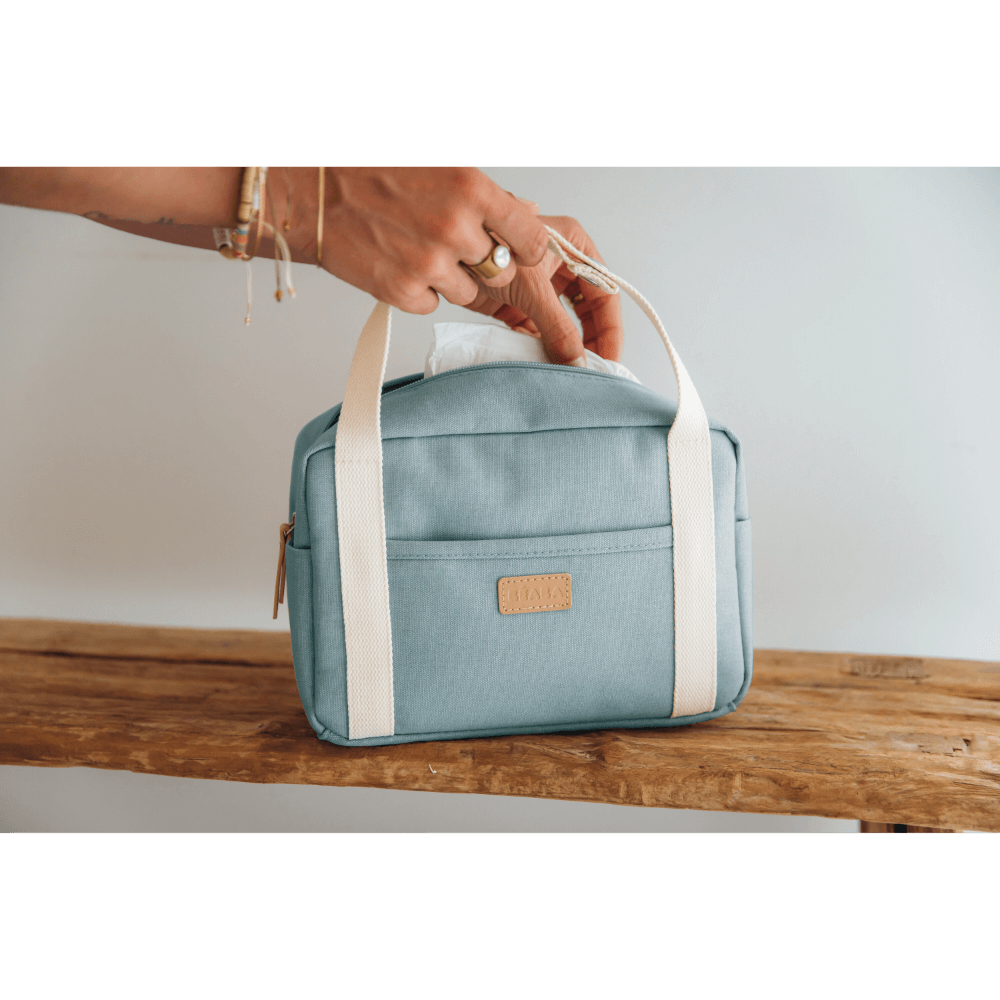 Beaba Mini Paris Baby Diaper Bag – Multifunctional Travel Baby Bag with 5L Capacity, Multi-Pocket Organizer with Stroller Clips, 100% Cotton, Ideal for Moms & Dads