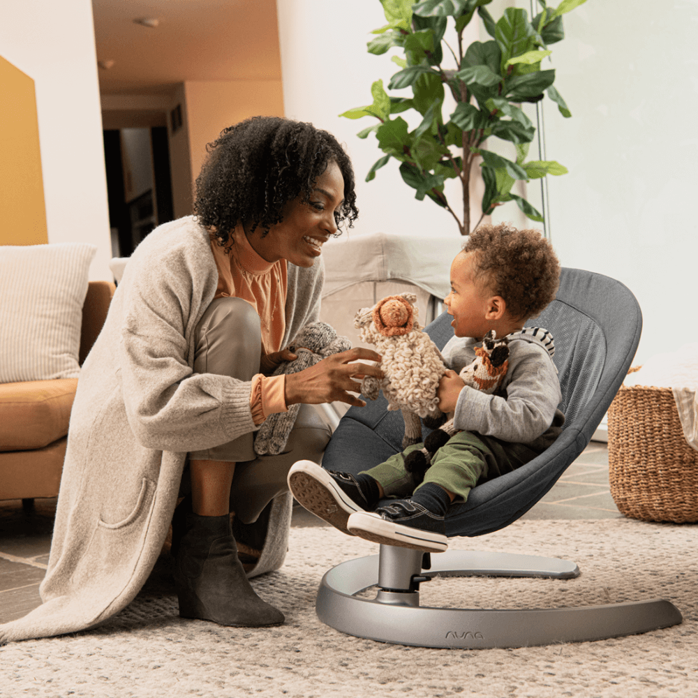 Nuna Leaf Grow Baby Bouncer|Sleek Design|Rock Solid Base with Motion Lock|3 Ergonomic Recline Positions|New Born to 60 kg - Granite
