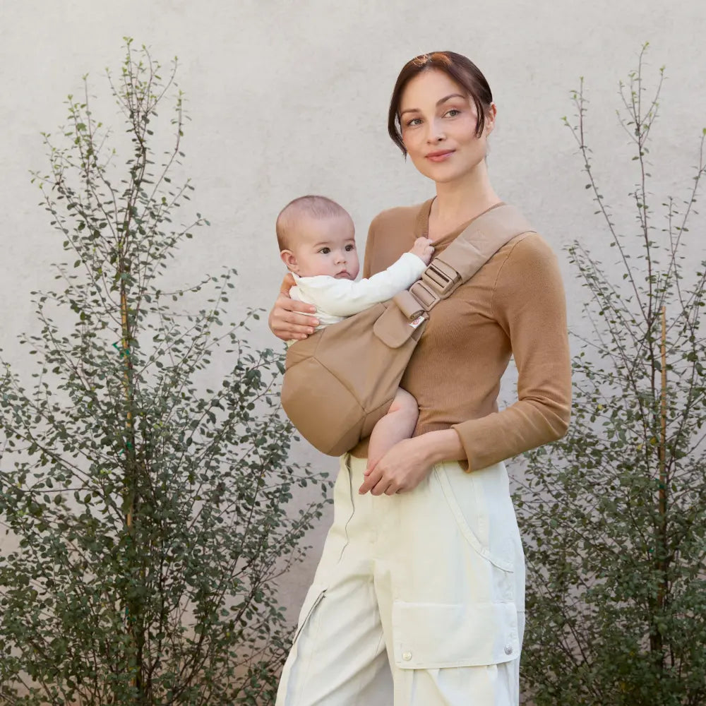 Ergobaby Upsie Sling Baby Carrier, Soft & Ergonomic Carrier with Cushioned Adjustable Shoulder Strap, Bucket Seat, Front Pocket, 100% Breathable Cotton, Perfect for Travel & Everyday Use, 6M - 4Years