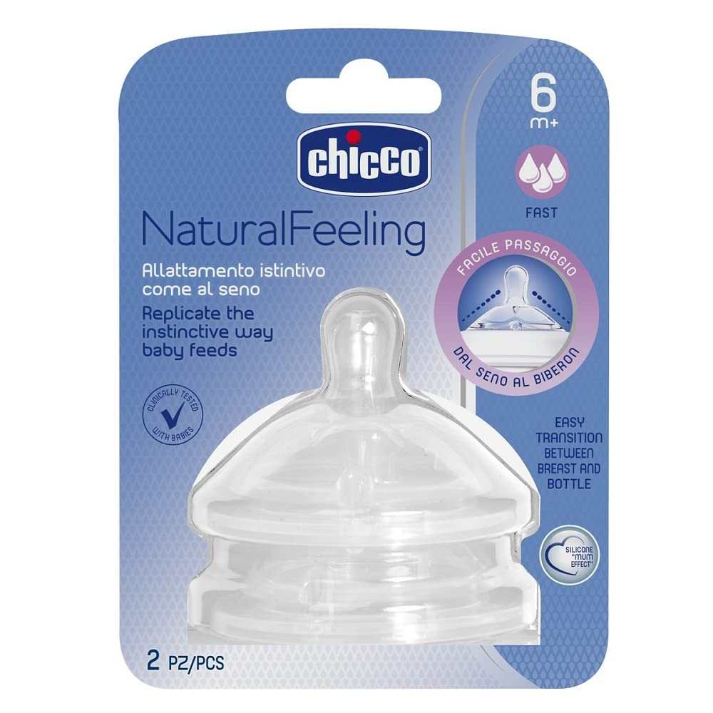 Chicco 2 Teat Natural Feeling 6M+ - Fast Flow