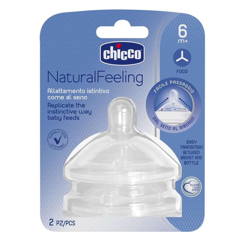 Chicco 2 Teat Natural Feeling 6M+ - Fast Flow